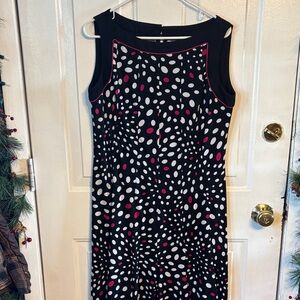 dressbarn Black Dress with Pink and White Dots